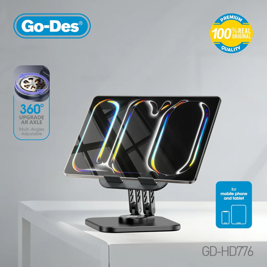استند تبلت و آیپد Go-Des GD-HD776 با پایه چرخان 360 درجه | پایه رومیزی تاشو و قابل تنظیم — تصویر ۴