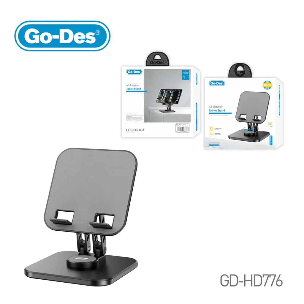 استند تبلت و آیپد Go-Des GD-HD776 با پایه چرخان 360 درجه | پایه رومیزی تاشو و قابل تنظیم — تصویر ۹