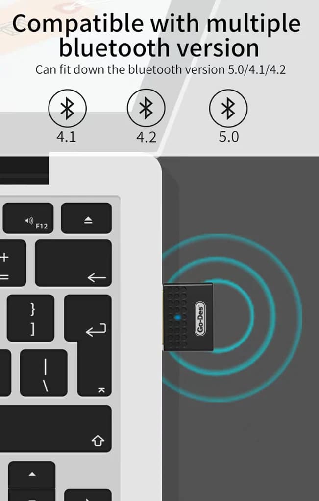مبدل بلوتوث USB Go-Des GD-BT112 | اتصال بیسیم برای هدفون، موس و کیبورد — تصویر ۵