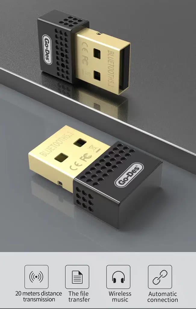 مبدل بلوتوث USB Go-Des GD-BT112 | اتصال بیسیم برای هدفون، موس و کیبورد — تصویر ۹