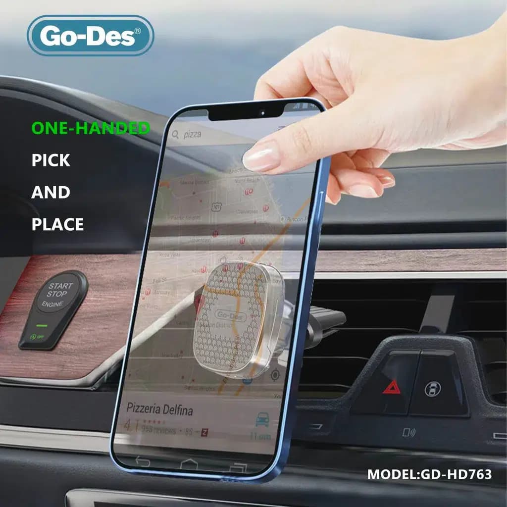 پایه نگهدارنده گوشی خودرو Go-Des مدل GD-HD763 | هولدر دریچه کولر با چرخش 360 درجه و طراحی مقاوم — تصویر ۵