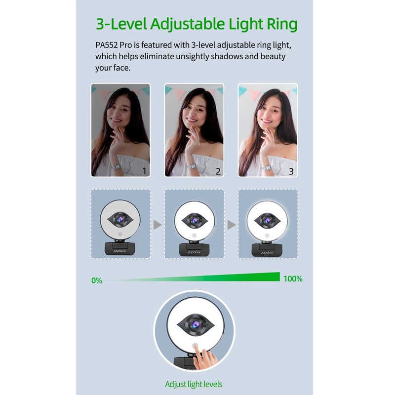 وب کم پاپالوک مدل 60FPS with Ring Light and Tripod — تصویر ۳