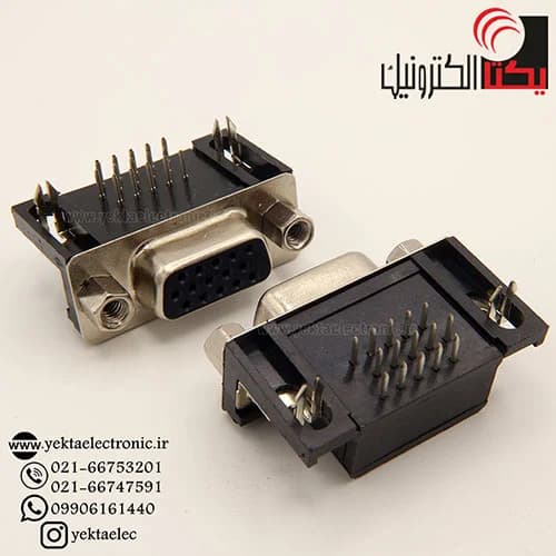 دی کانکتور روبردی رایت انگل 3ردیفه مادگی 15 پین — تصویر ۲