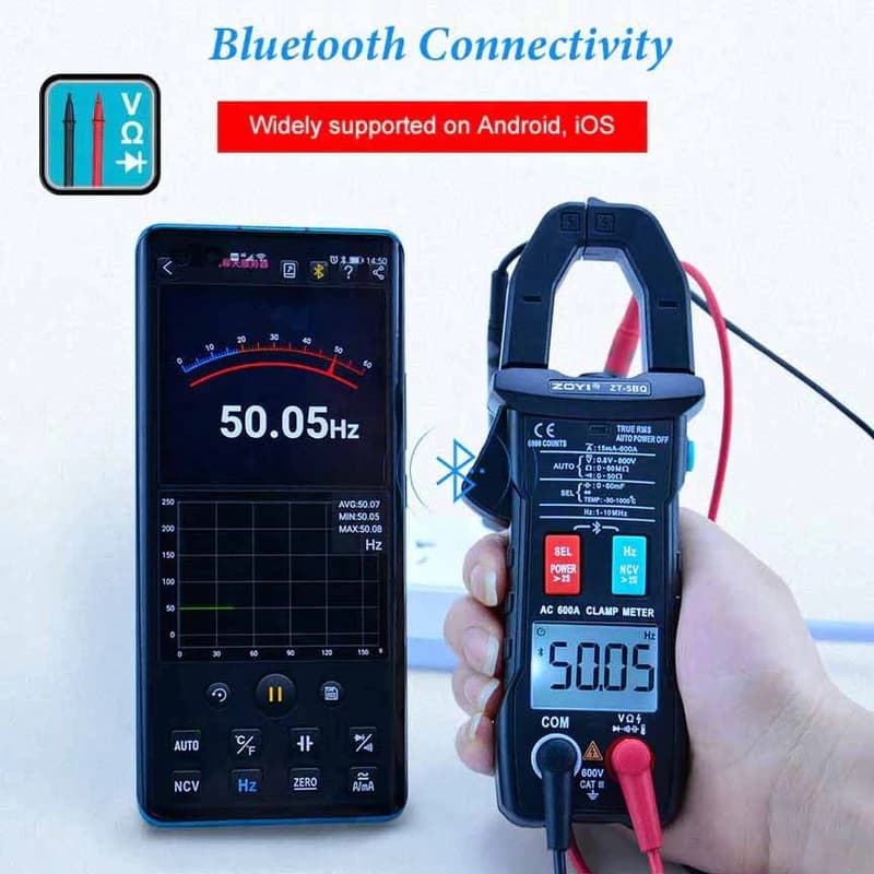 مولتی متر کلمپی بلوتوثی زویی مدل ZT-5BQ — تصویر ۸