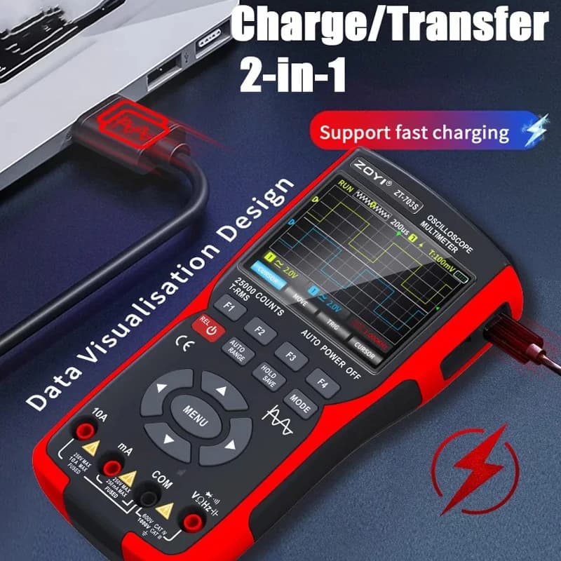 اسیلوسکوپ، مولتی تر و فانکشن ژنراتور زویی مدل ZT-703S — تصویر ۳