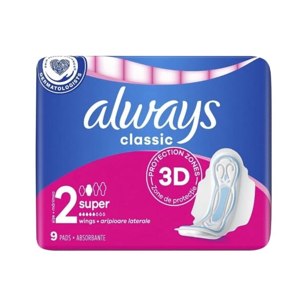 نوار بهداشتی بالدار آلویز مکسی کلاسیک سایز ۲ – بسته ۹ عددی Always Maxi Classic — تصویر ۸