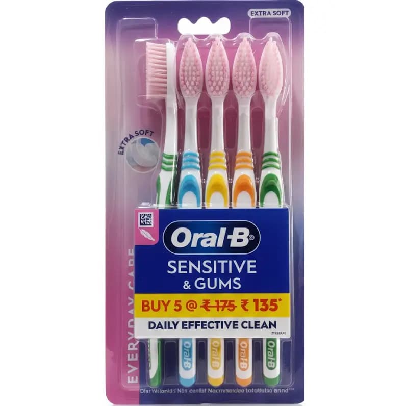 خرید مسواک اورال بی Sensitive and Gums بسته ۵ عددی (Extra Soft) فوق نرم اورال بی Oral-B Sensitive and Gums Everyday Care — تصویر ۲