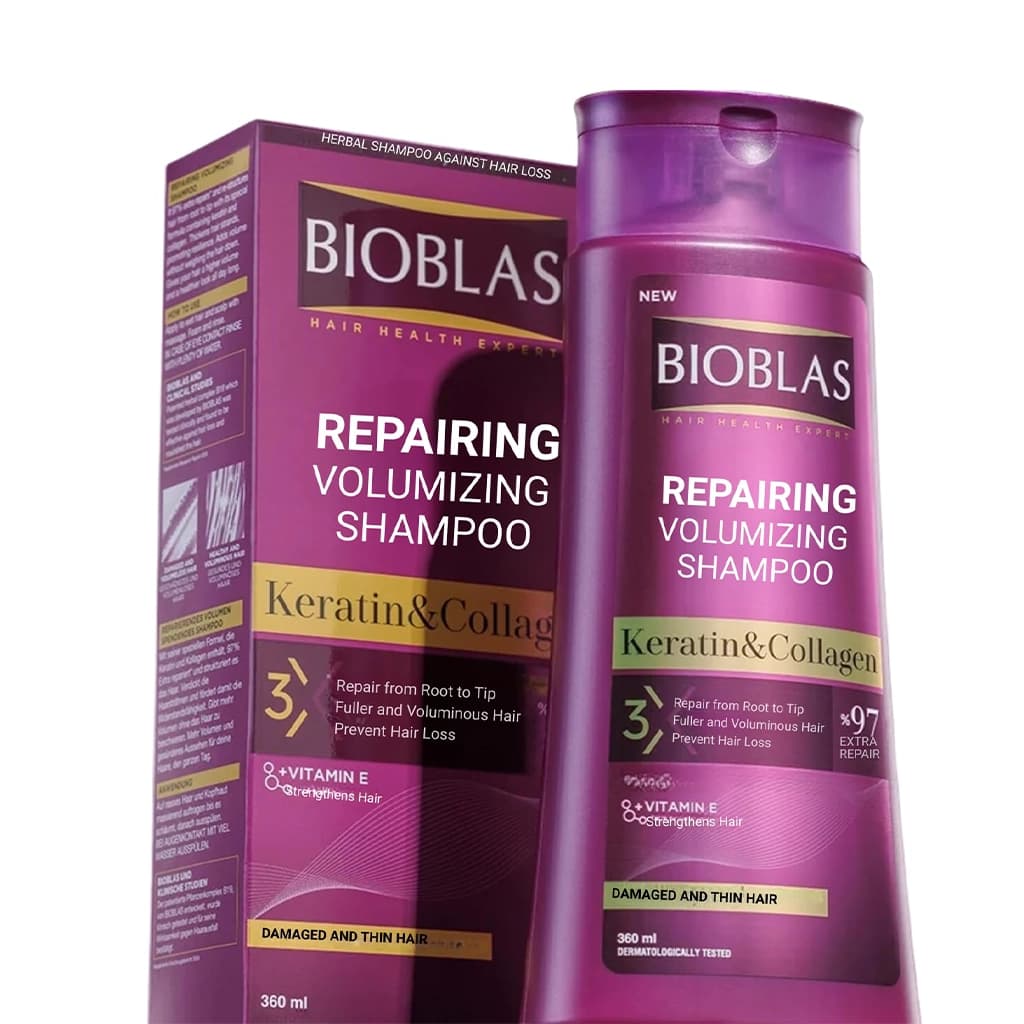 شامپو کراتین و کلاژن بیوبلاس ضد ریزش و حجم دهنده مو BIOBLAS Keratin & Collagen — تصویر ۱۱