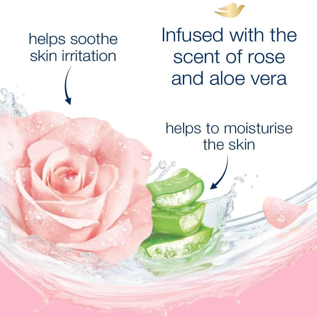 شامپو بدن داو Dove مدل Rose Soothing با عصاره گل رز و آلوئهورا حجم 1 لیتری — تصویر ۳