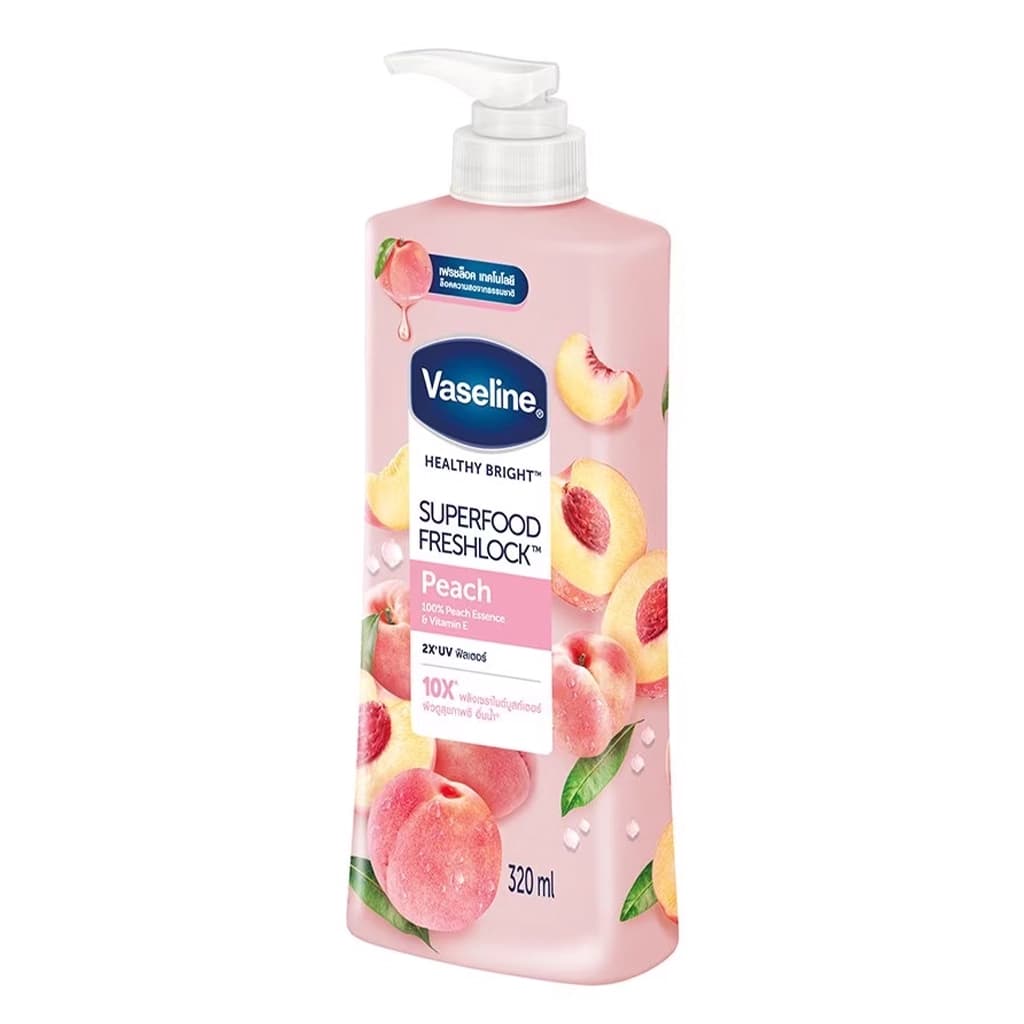 لوسیون بدن هلو وازلین Healthy Bright Superfood Freshlock Peach حجم 320 میل — تصویر ۳