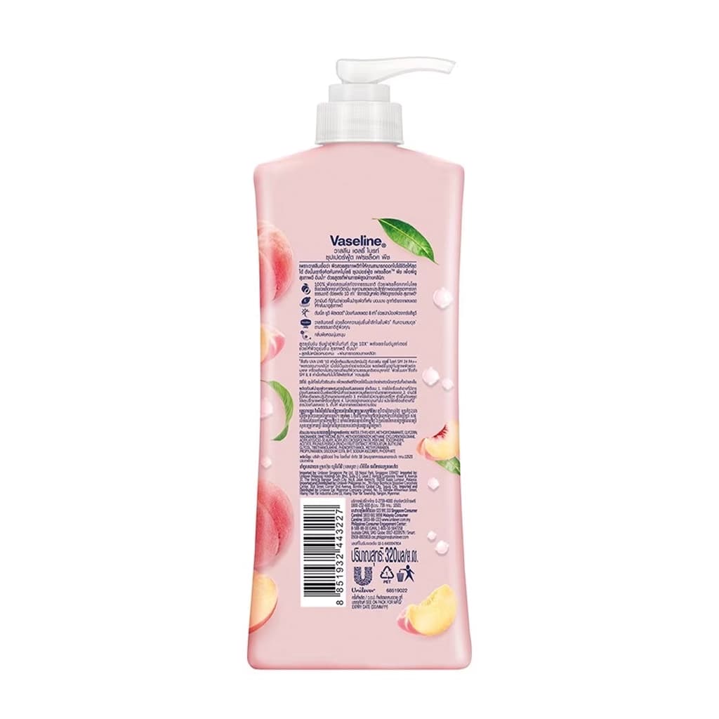 لوسیون بدن هلو وازلین Healthy Bright Superfood Freshlock Peach حجم 320 میل — تصویر ۵
