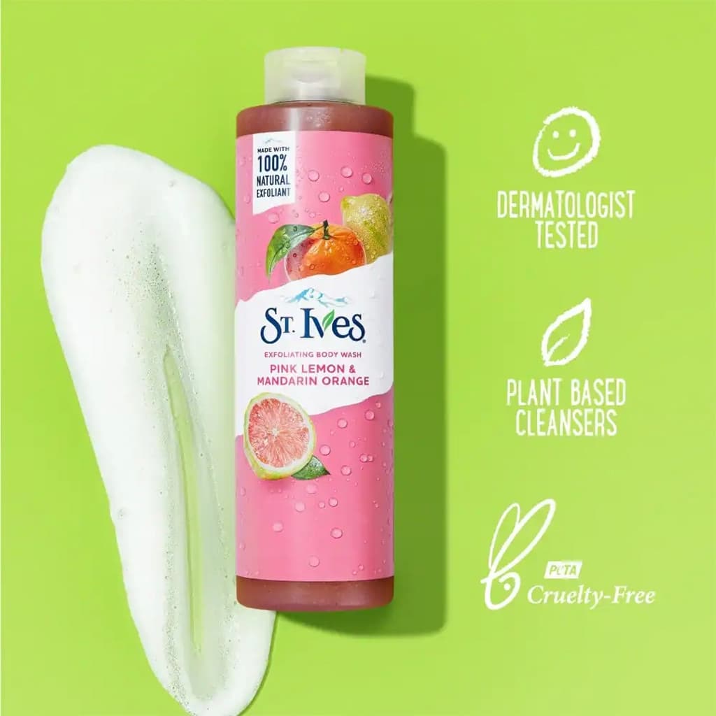 شامپو بدن لیمو صورتی و پرتقال سینت ایوز St.Ives Exfoliating Body Wash Pink Lemon & Mandarin Orange — تصویر ۶