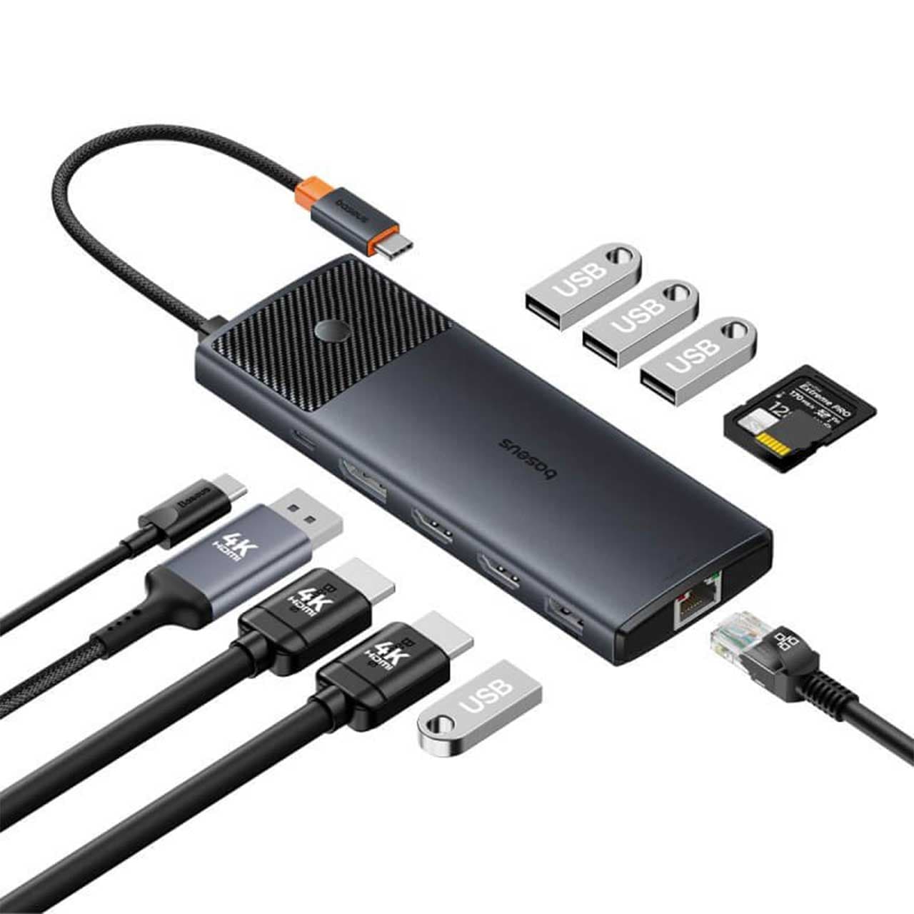 هاب 11 پورت USB-C باسئوس Baseus BS-OH098 B00061801123-00