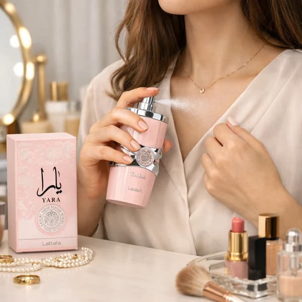 عطر ادکلن عربی یارا صورتی (ادوپرفیوم) برند لطافه 100 میل — تصویر ۷