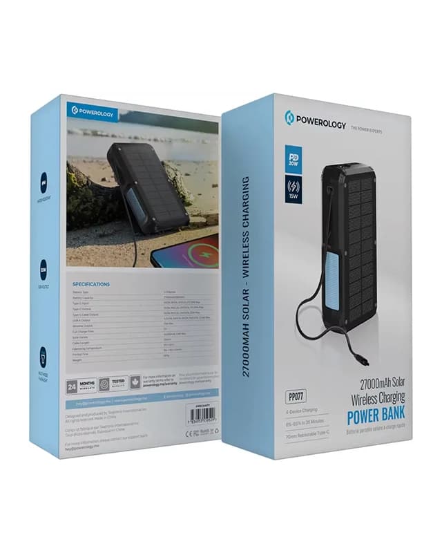 پاوربانک خورشیدی پاورولوژی Powerology 27000mAh Solar Power Bank PPBCHA77 — تصویر ۳