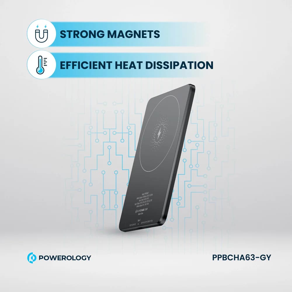 پاوربانک وایرلس فوق نازک 5000 مگ سیف پاورولوژی Powerology PPBCHA63 توان 20 وات — تصویر ۳