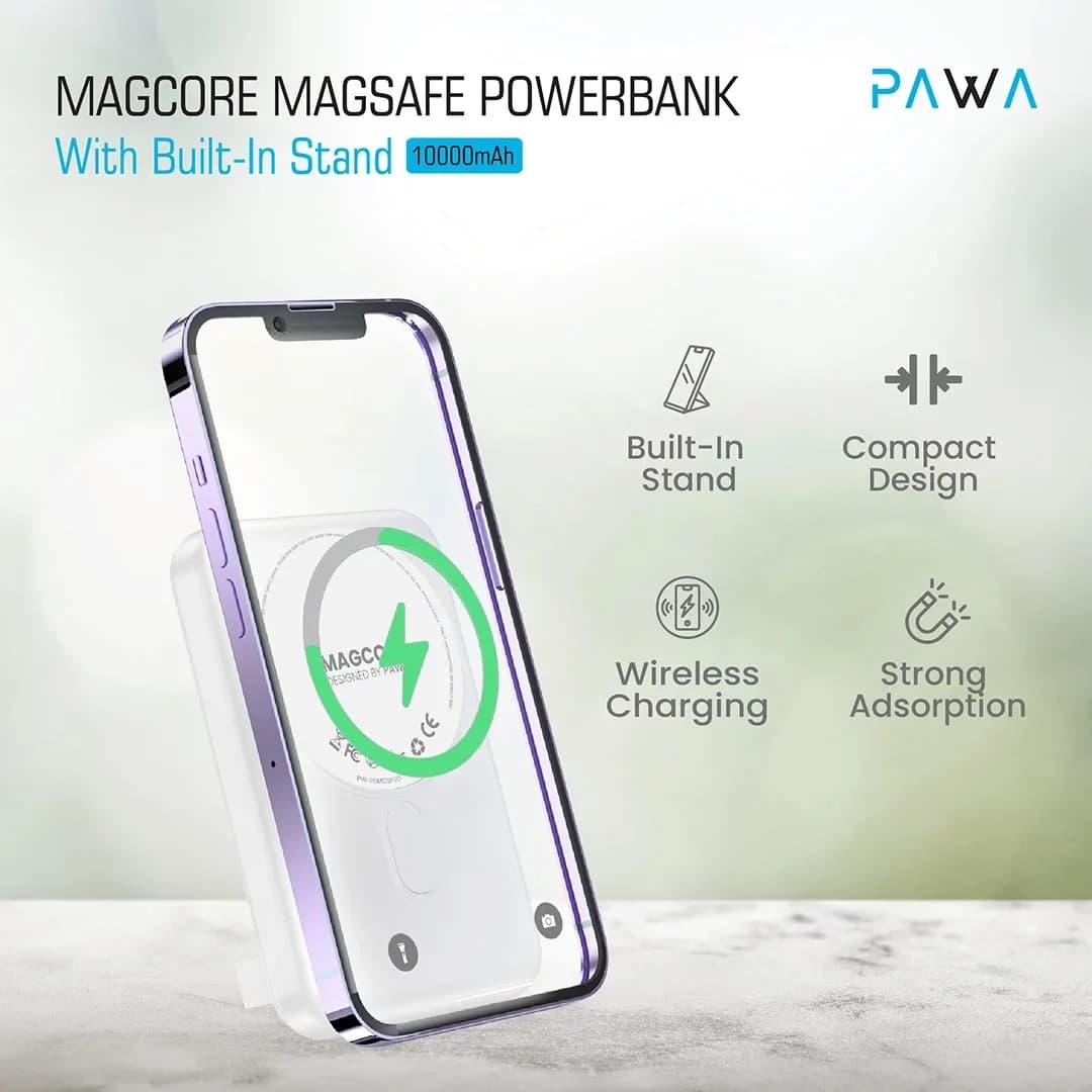 پاوربانک مگسیف پاوا مدل MagCore Magsafe 22.5W ظرفیت 10000 میلی آمپر ساعت — تصویر ۷
