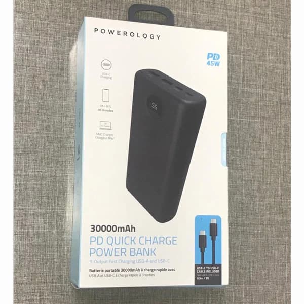 پاوربانک پاورولوژی مدل PPBCHA07 ظرفیت 30000 میلی آمپر ساعت به همراه کابل USB-C — تصویر ۳
