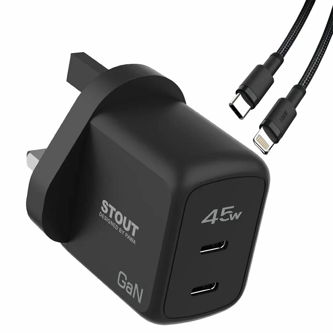 شارژر دیواری 45 وات پاوا مدل Stout Gan Travel Charge به همراه کابل USB-C به لایتنینگ — تصویر ۶