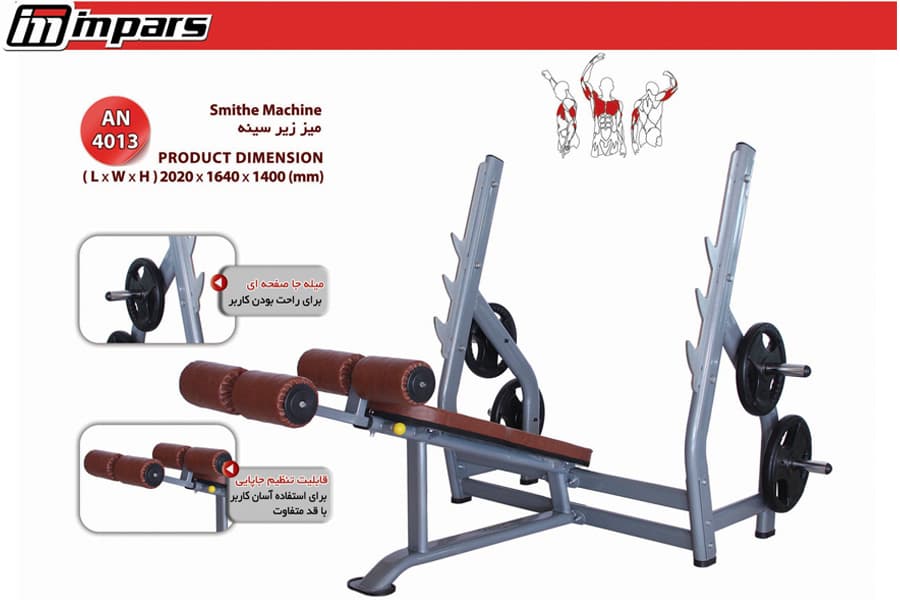 میز پرس زیر سینه : pro3021-decline Bench اینپارس (inpars) — تصویر ۴