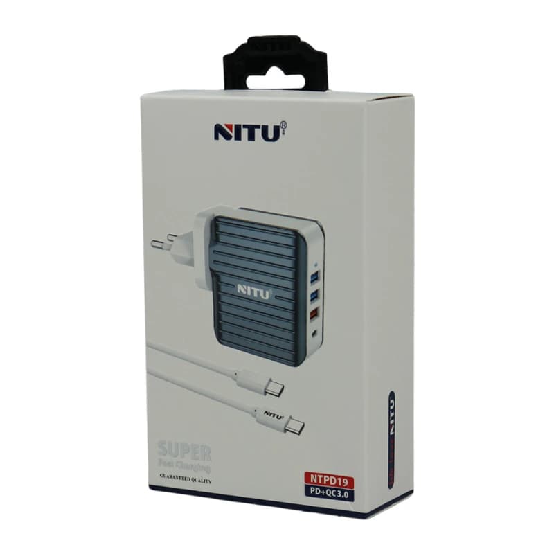 شارژر دیواری 39 وات نیتو NTPD19 QC3.0 PD 4.5A + کابل تایپ سی و تبدیل EU — تصویر ۸
