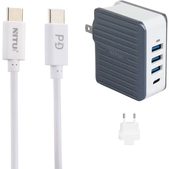 شارژر دیواری 39 وات نیتو NTPD19 QC3.0 PD 4.5A + کابل تایپ سی و تبدیل EU — تصویر ۱۰