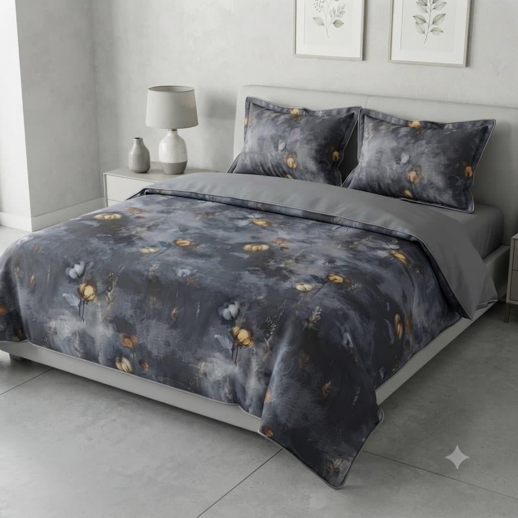 ست لحاف کاوری دونفره لوما طوسی Queen size