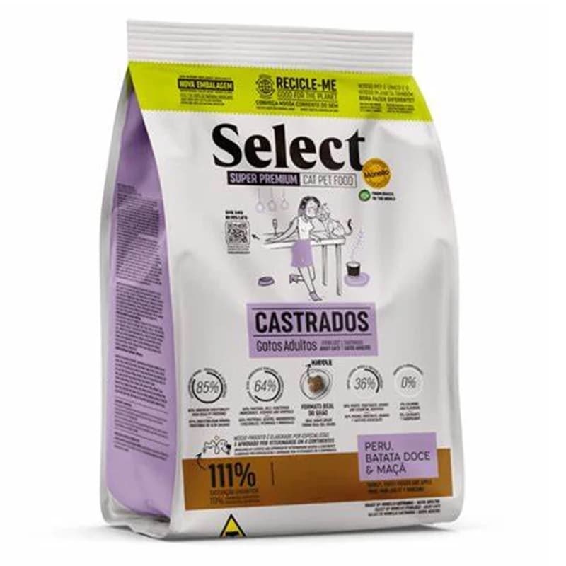 غذای خشک گربه بالغ مونلو سلکت Monello Select مدل عقیم شده Castrados وزن 7 کیلوگرم