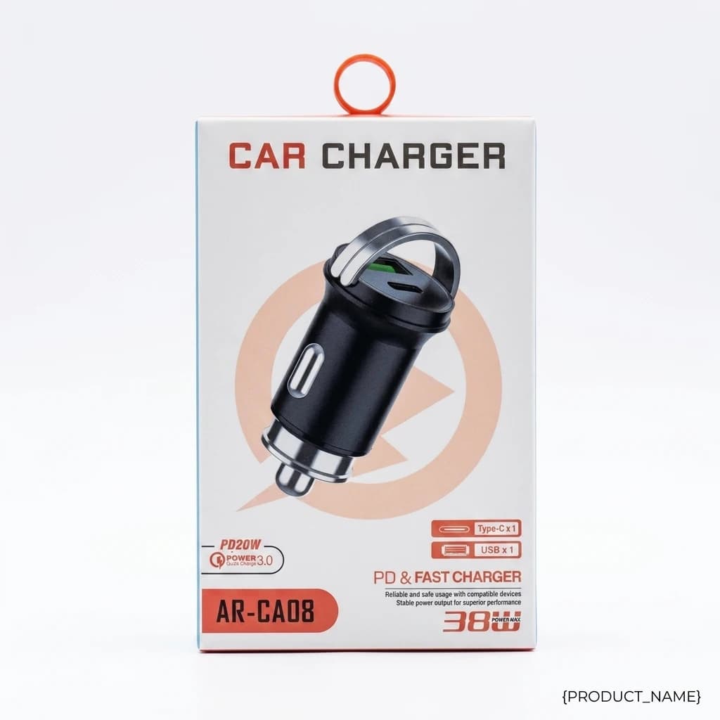 شارژر فندکی قدرتمند 38 وات مدل AR-CA08؛ شارژ سریع و همزمان دو دستگاه