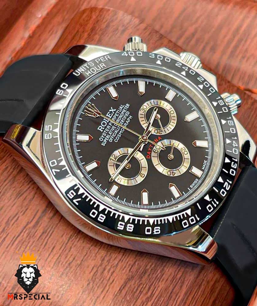ساعت مردانه رولکس مدل دیتونا کرنوگراف بند رابر صفحه مشکی 5893 ROLEX DAYTONA — تصویر ۴