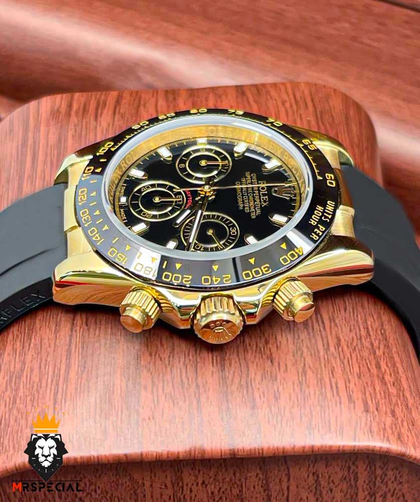 ساعت مردانه رولکس دیتونا کوارتز فول دیت بند رابر طلایی قاب سرامیک 5892 ROLEX DAYTONA — تصویر ۴