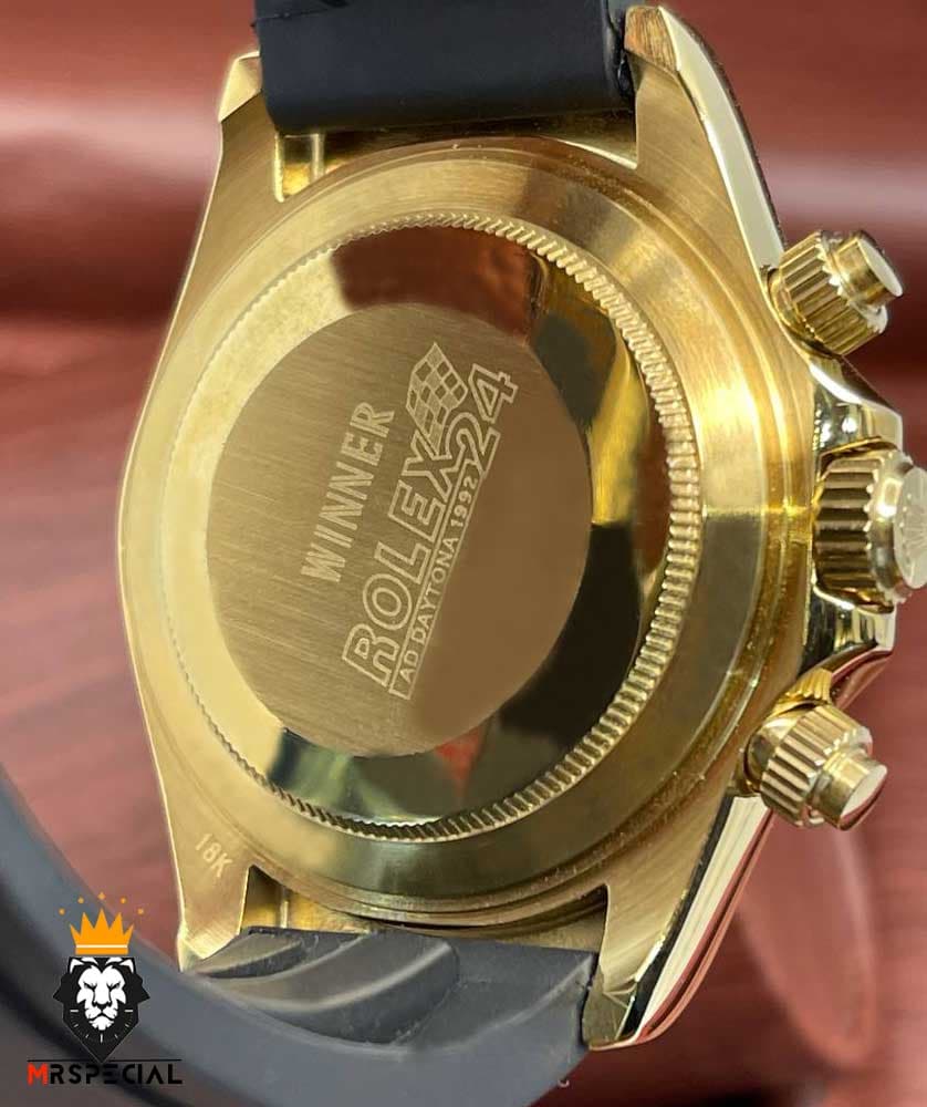 ساعت مردانه رولکس دیتونا کوارتز فول دیت بند رابر طلایی قاب سرامیک 5892 ROLEX DAYTONA — تصویر ۶