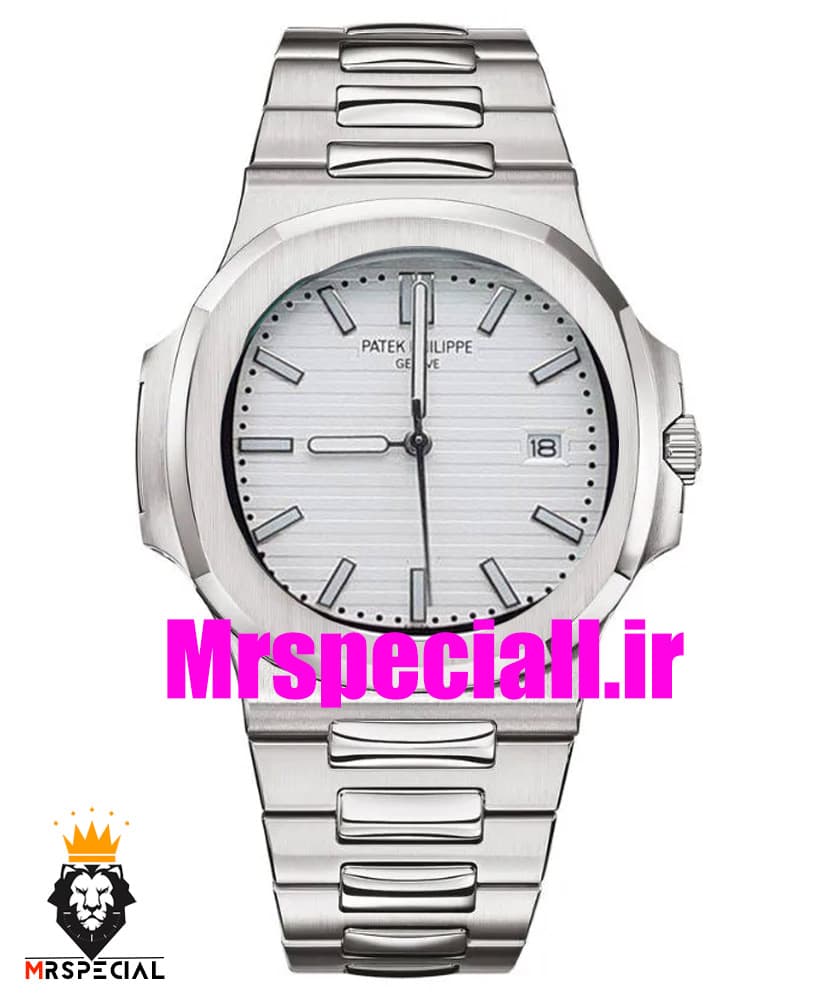 ساعت مچی مردانه پتک فیلیپ ناتیلوس کوارتز استیل صفحه سفید Patek Philippe NUATILOS 9653