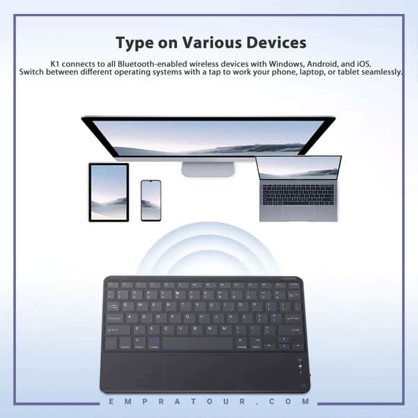 کیبورد بلوتوثی همراه با تاچ پد کوتسی Coteci Portable Bluetooth Smart Keyboard 64015 — تصویر ۳