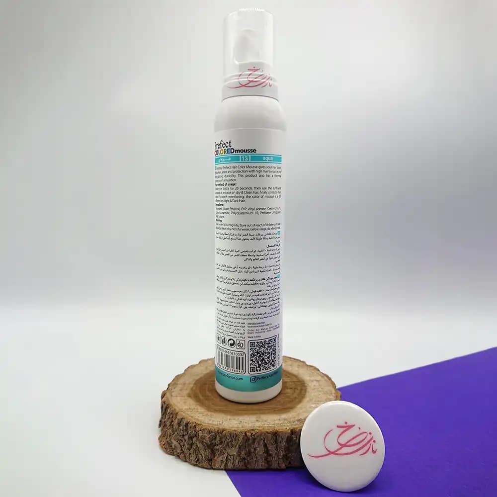اسپری موس مو رنگی فانتزی پرفکت Perfect مدل MEGA STRONG رنگ فیروزه ای 13 حجم 150 میلی لیتر — تصویر ۳