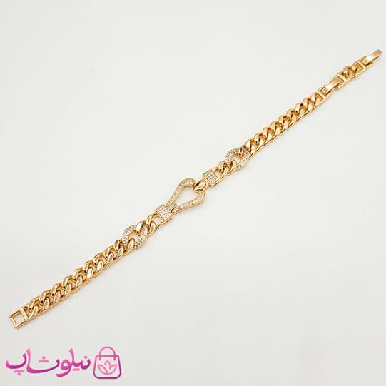 دستبند زنانه ژوپینگ طلایی مدل فرد Fred نگیندار کد 7991 — تصویر ۵