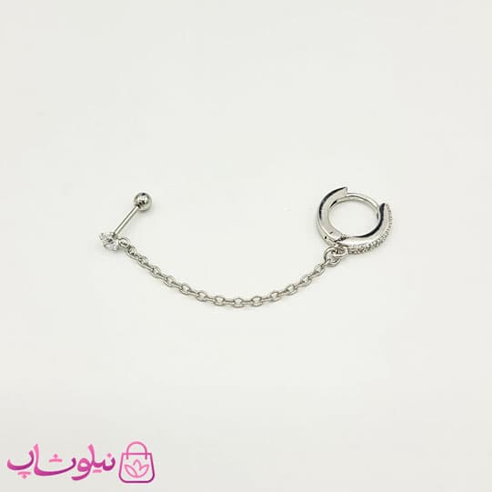 پیرسینگ گوش دخترانه زنجیردار نقره ای کد 991 — تصویر ۲