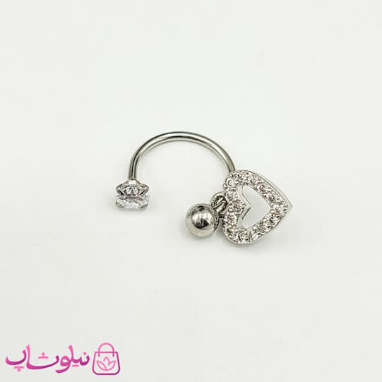 پیرسینگ اسمایل مدل قلب توخالی نقره ای کد 691