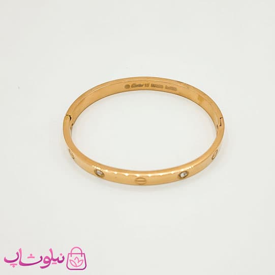 دستبند زنانه مدل کارتیه لاو رزگلد نگیندار کد 83 — تصویر ۴