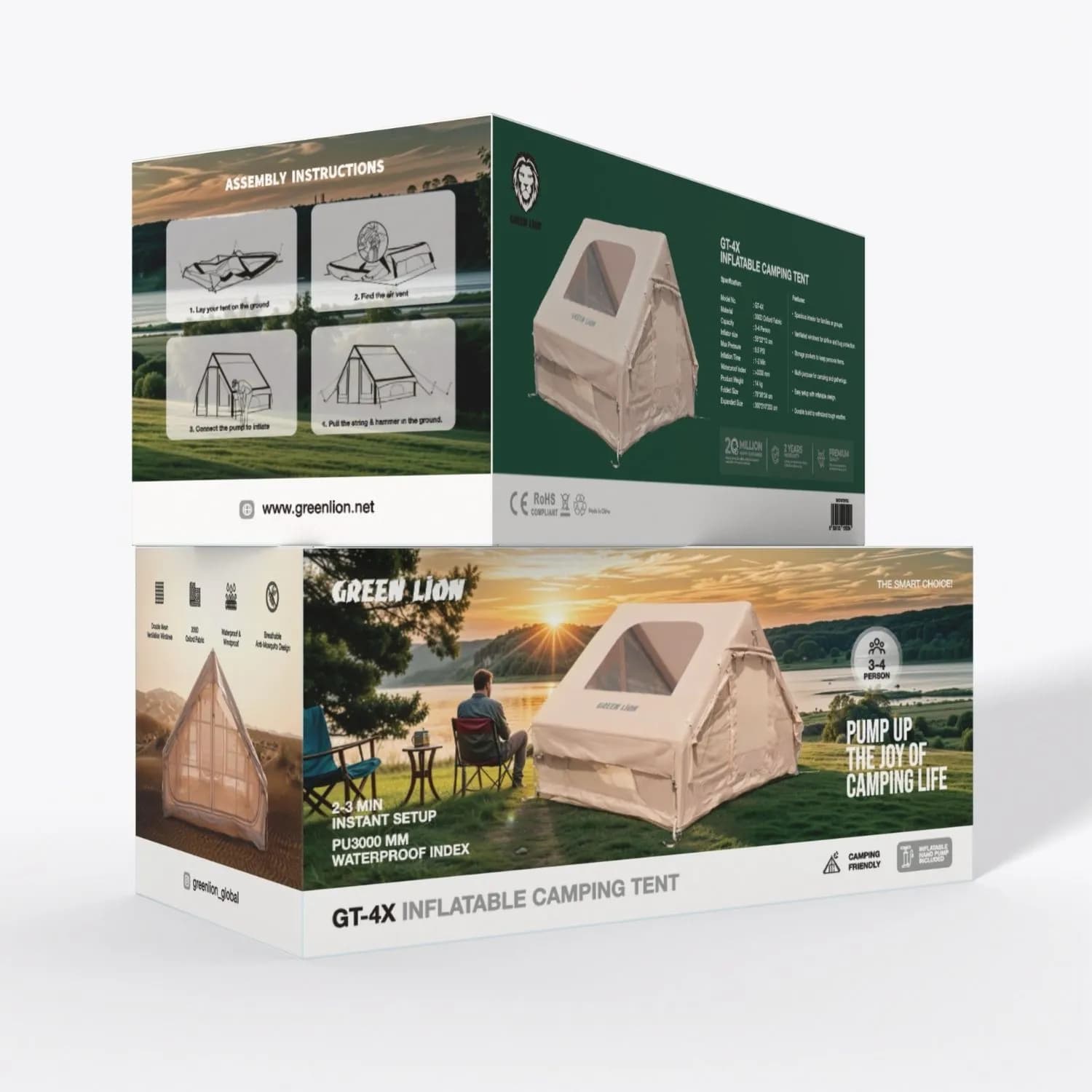 چادر کمپی گرین لاین Green Lion GT-4X Inflatable Camping Tent — تصویر ۱۱
