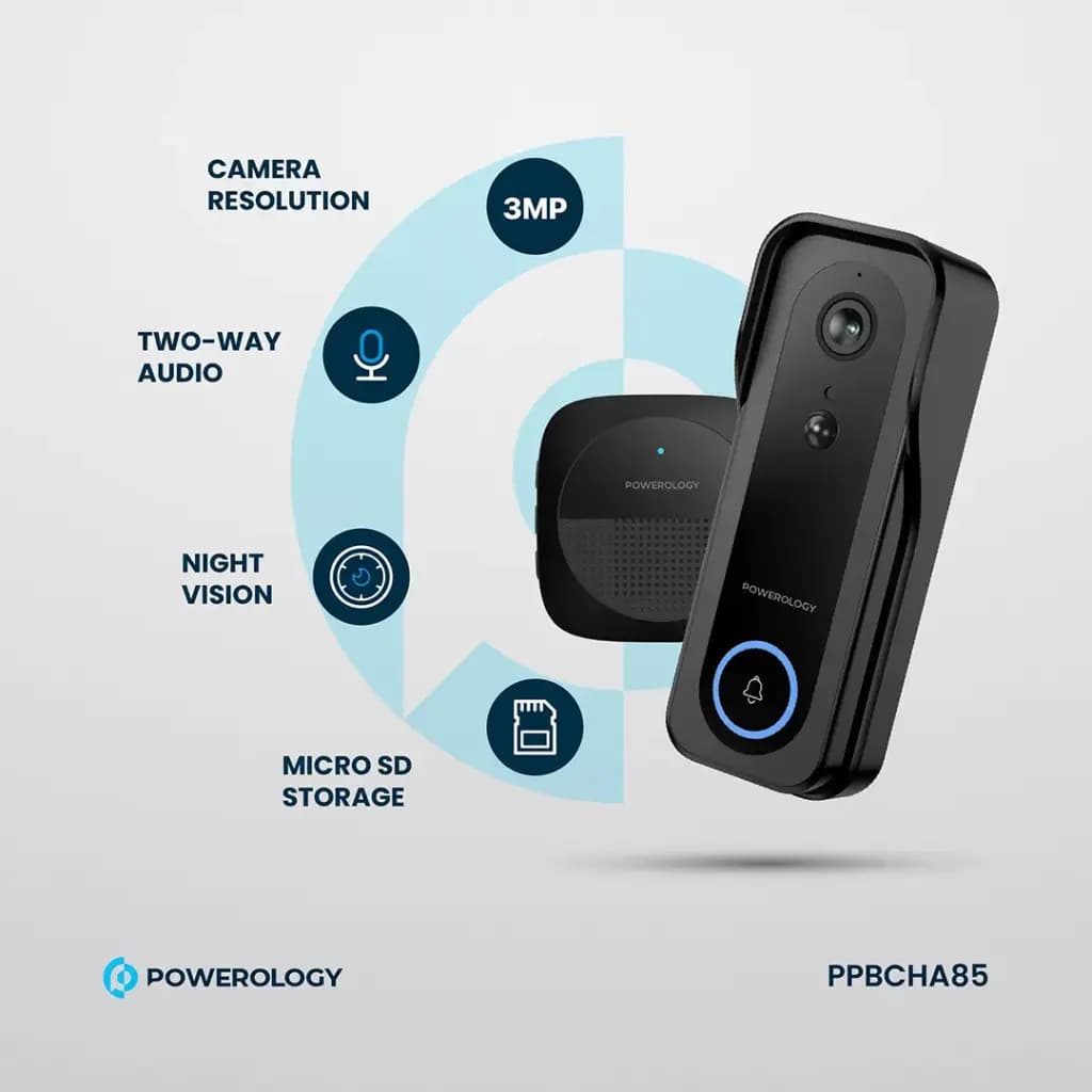 زنگ در هوشمند پاورولوژی Powerology Smart Doorbell Camera — تصویر ۸