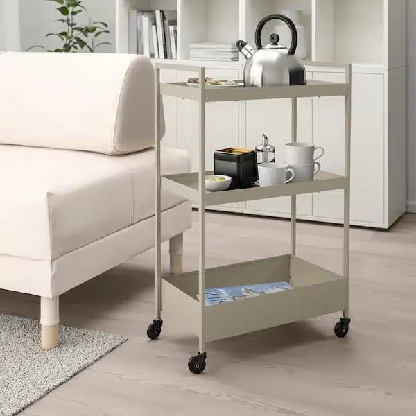 ترولی سه طبقه بژ ایکیا NISSAFORS سایز 50.5x30x83 سانتیمتر — تصویر ۳