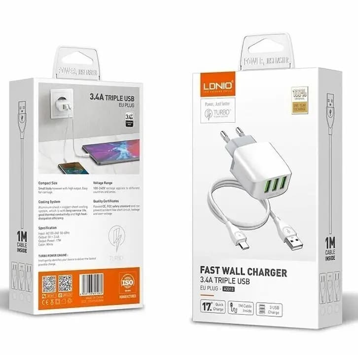 شارژر 17 وات الدینیو مدل A3312 به همراه کابل تبدیل USB-C — تصویر ۱۰