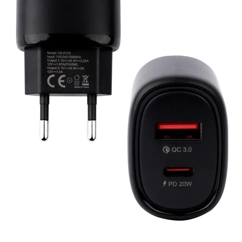 شارژر دیواری 38 وات کربی مدل CR-R103 مشکی گارانتی 12 ماهه تکنوپاز — تصویر ۲