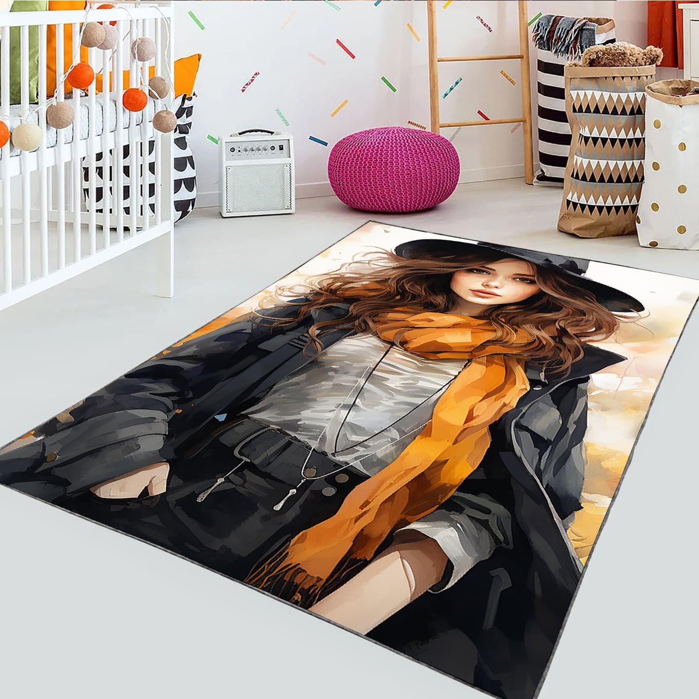 فرشینه چاپی اتاق دخترانه طرح نقاشی HQ-1060s — تصویر ۳