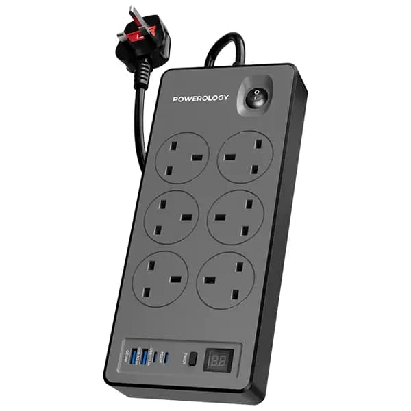 چندراهی برق تایمردار پاورولوژی Powerology 6AC 2990W Power Strip PWCUQC046BK — تصویر ۶