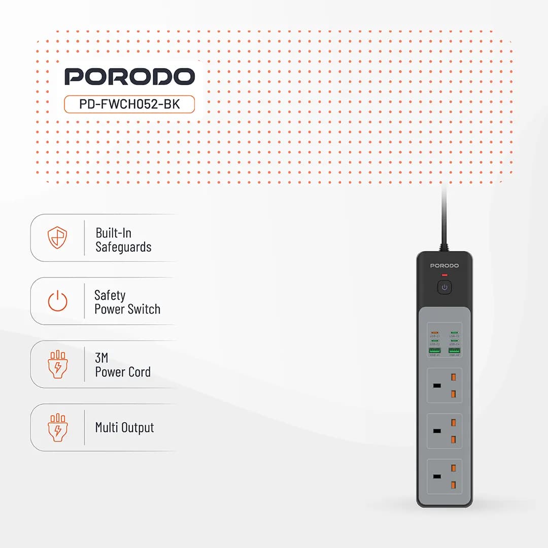 چندراهی برق با کابل 3 متری پرودو Porodo Power Strip PDFWCH052 — تصویر ۷