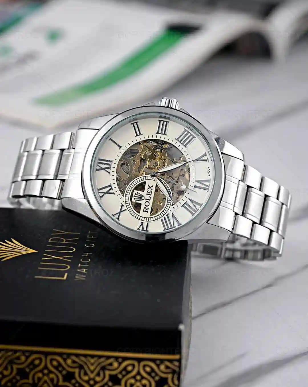ساعت مچی اتوماتیک و کوکی رولکس ROLEX طرح اسکلتون مدل 1348 — تصویر ۵