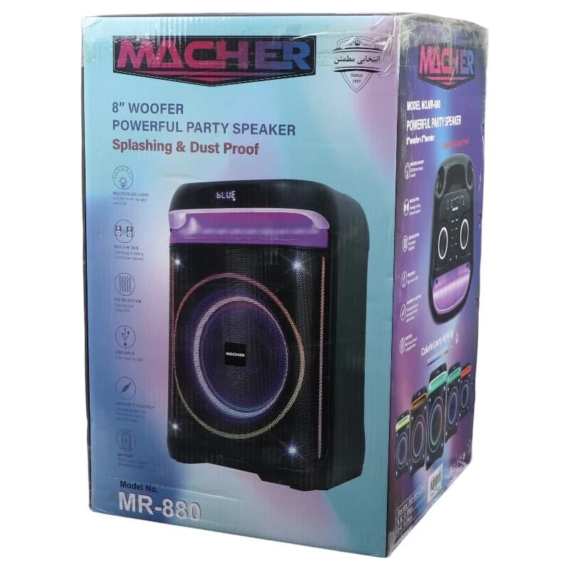 اسپیکر بلوتوثی مچر MR-880 + میکروفون و ریموت کنترل — تصویر ۳