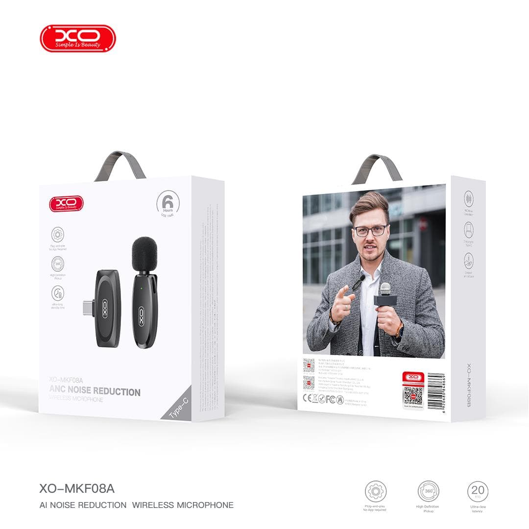 میکروفون یقه ای بی سیم تایپ سی ایکس او مدل XO MKF08A — تصویر ۸
